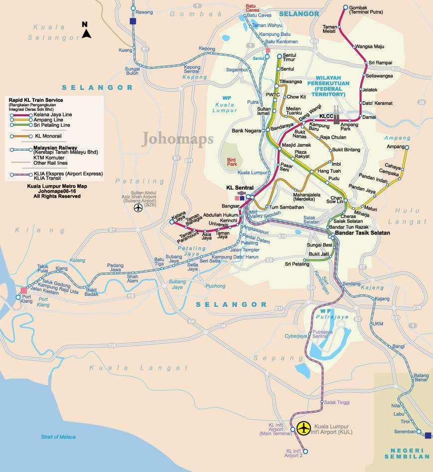 Մալայզիա մետրոյի քարտեզ