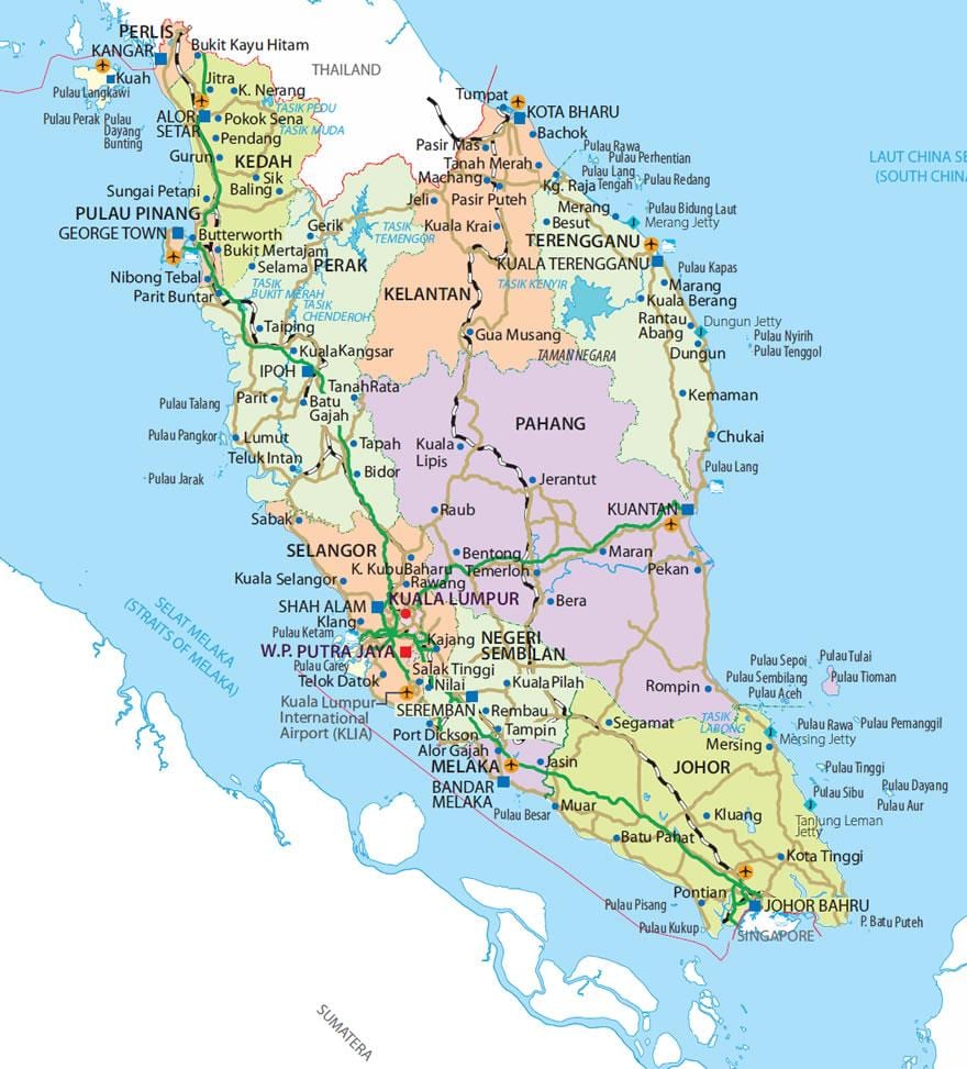 penisular Մալայզիայի քարտեզի վրա