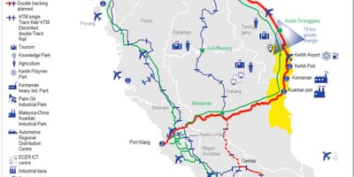 Քարտեզ արեւելյան ափի Մալայզիայի